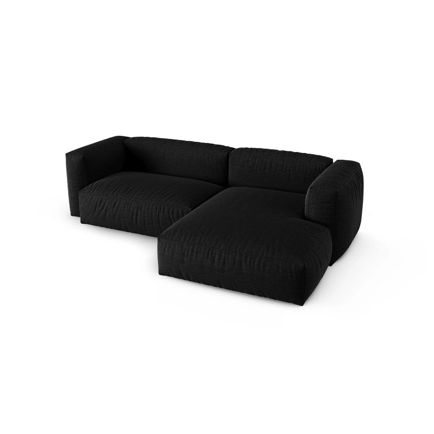Martina modulares Ecksofa, Rechte Seite, Sitztiefe 90 cm, aus Strukturierter Stoff in Schwarz (Boston Black), 280x176 cm von Micadoni – Bild 4