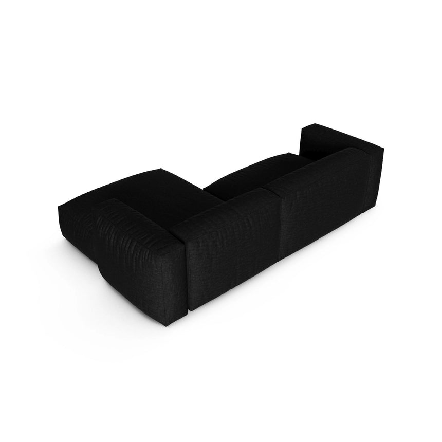 Martina modulares Ecksofa, Rechte Seite, Sitztiefe 90 cm, aus Strukturierter Stoff in Schwarz (Boston Black), 280x176 cm von Micadoni – Bild 5