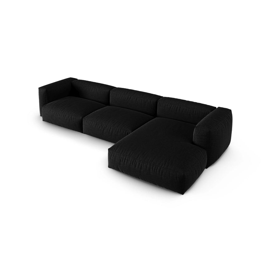 Martina modulares Ecksofa, Rechte Seite, Sitztiefe 90 cm, aus Strukturierter Stoff in Schwarz (Boston Black), 330x176 cm von Micadoni – Bild 4
