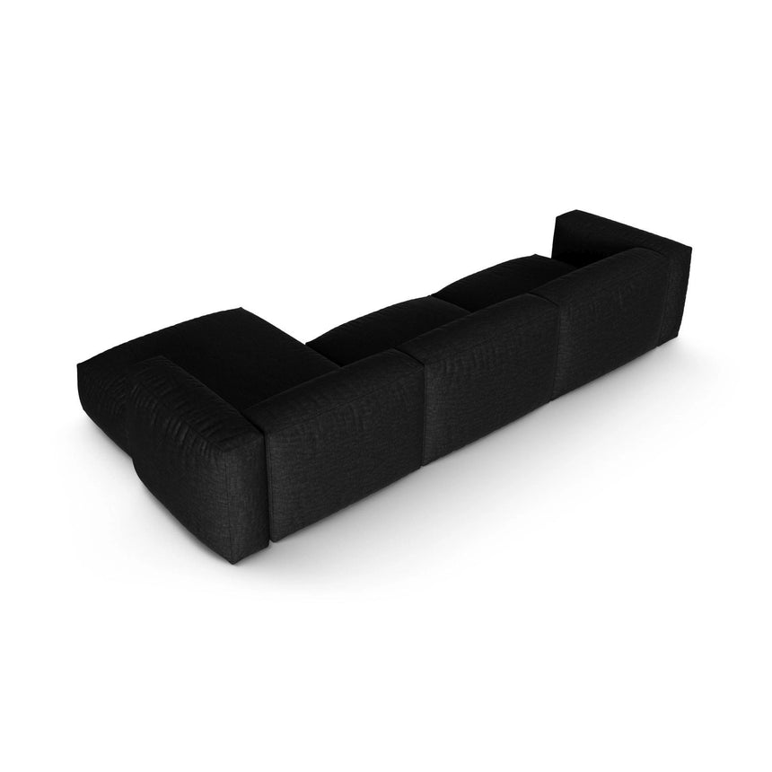 Martina modulares Ecksofa, Rechte Seite, Sitztiefe 90 cm, aus Strukturierter Stoff in Schwarz (Boston Black), 330x176 cm von Micadoni – Bild 5