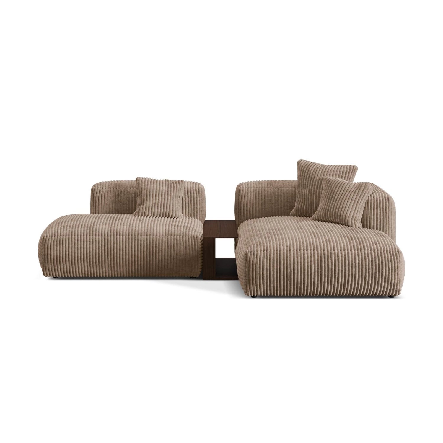 Martina modulares Ecksofa, Rechte Seite, aus Cord in Acorn (Tilia 17), 285x176 cm von Micadoni – Bild 1