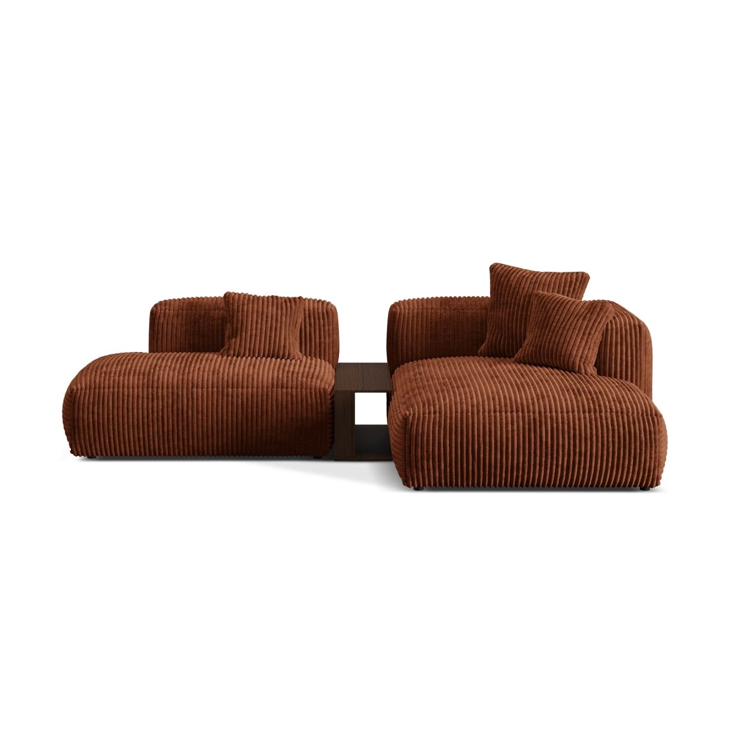 Martina modulares Ecksofa, Rechte Seite, aus Cord in Brick (Tilia 52), 285x176 cm von Micadoni – Bild 1