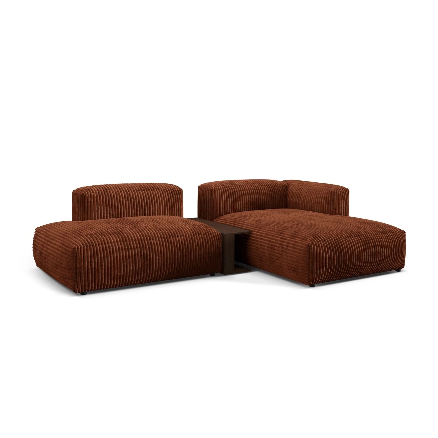 Martina modulares Ecksofa, Rechte Seite, aus Cord in Brick (Tilia 52), 285x176 cm von Micadoni – Bild 3