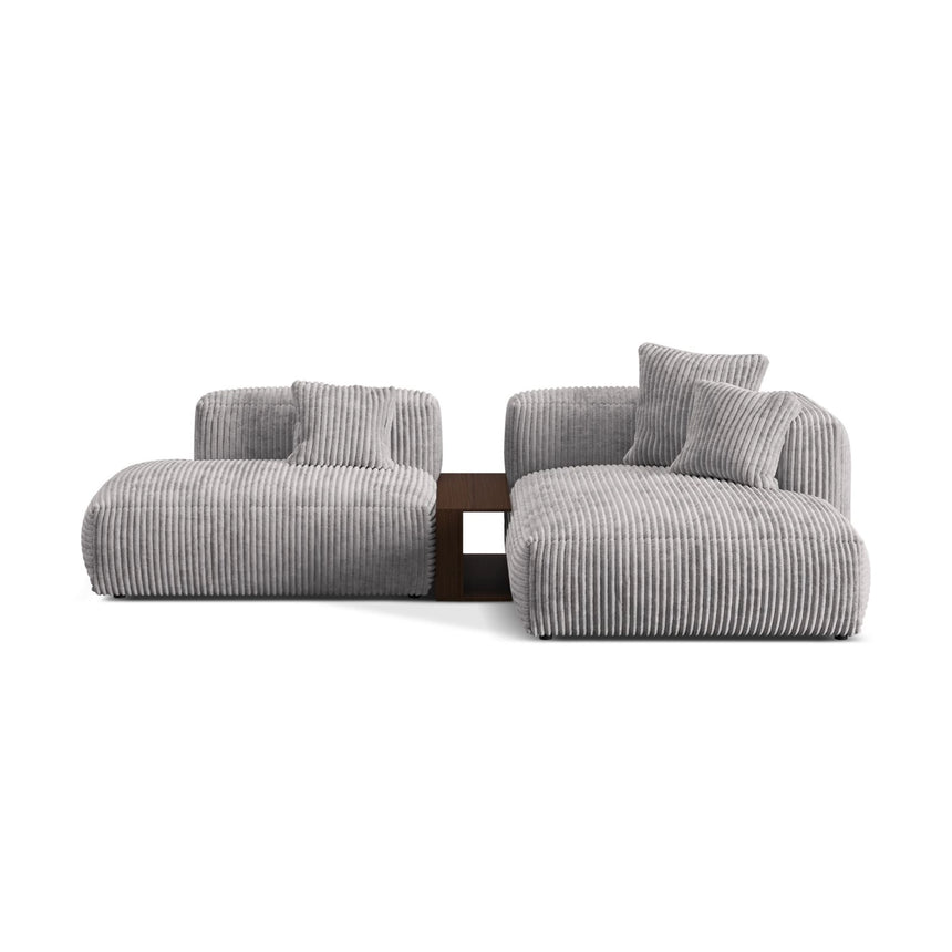 Martina modulares Ecksofa, Rechte Seite, aus Cord in Hellgrau (Tilia 86), 285x176 cm von Micadoni – Bild 1