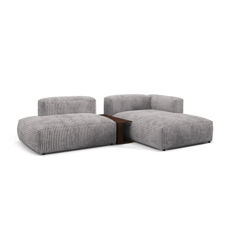 Martina modulares Ecksofa, Rechte Seite, aus Cord in Hellgrau (Tilia 86), 285x176 cm von Micadoni – Bild 3