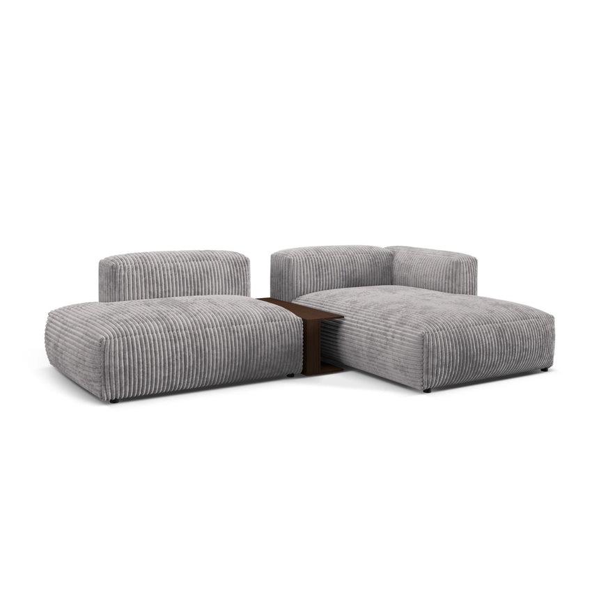 Martina modulares Ecksofa, Rechte Seite, aus Cord in Hellgrau (Tilia 86), 285x176 cm von Micadoni – Bild 3