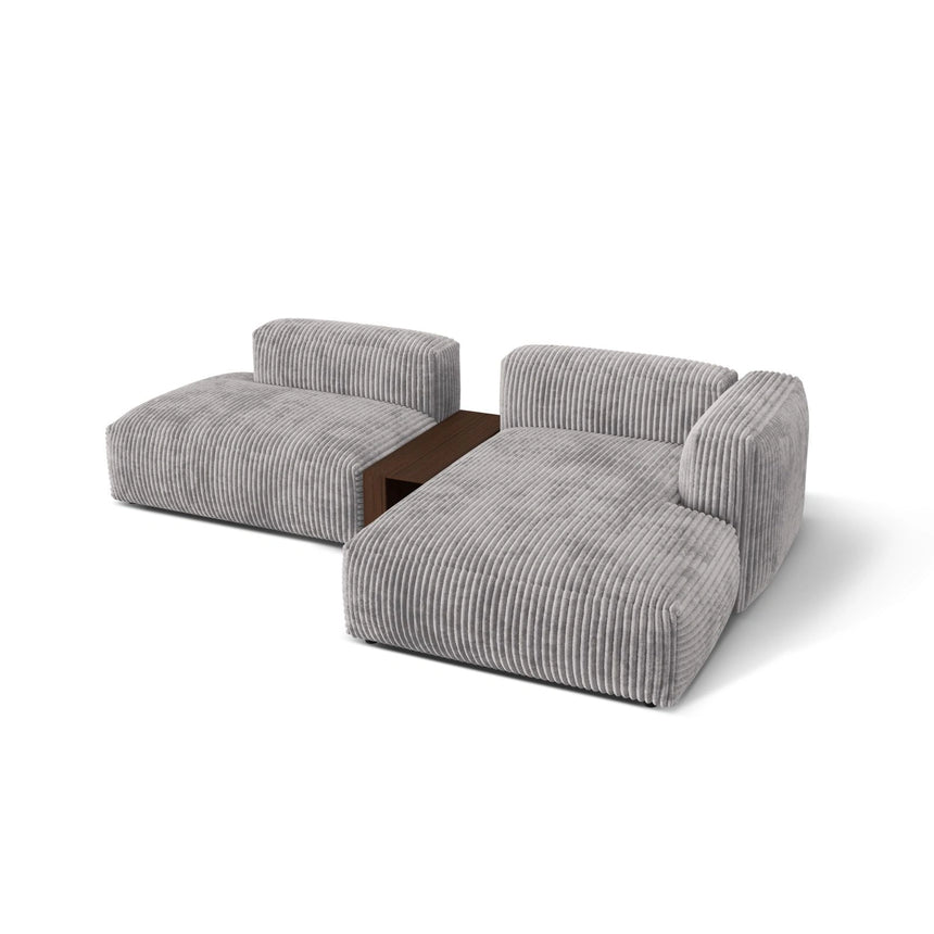 Martina modulares Ecksofa, Rechte Seite, aus Cord in Hellgrau (Tilia 86), 285x176 cm von Micadoni – Bild 4