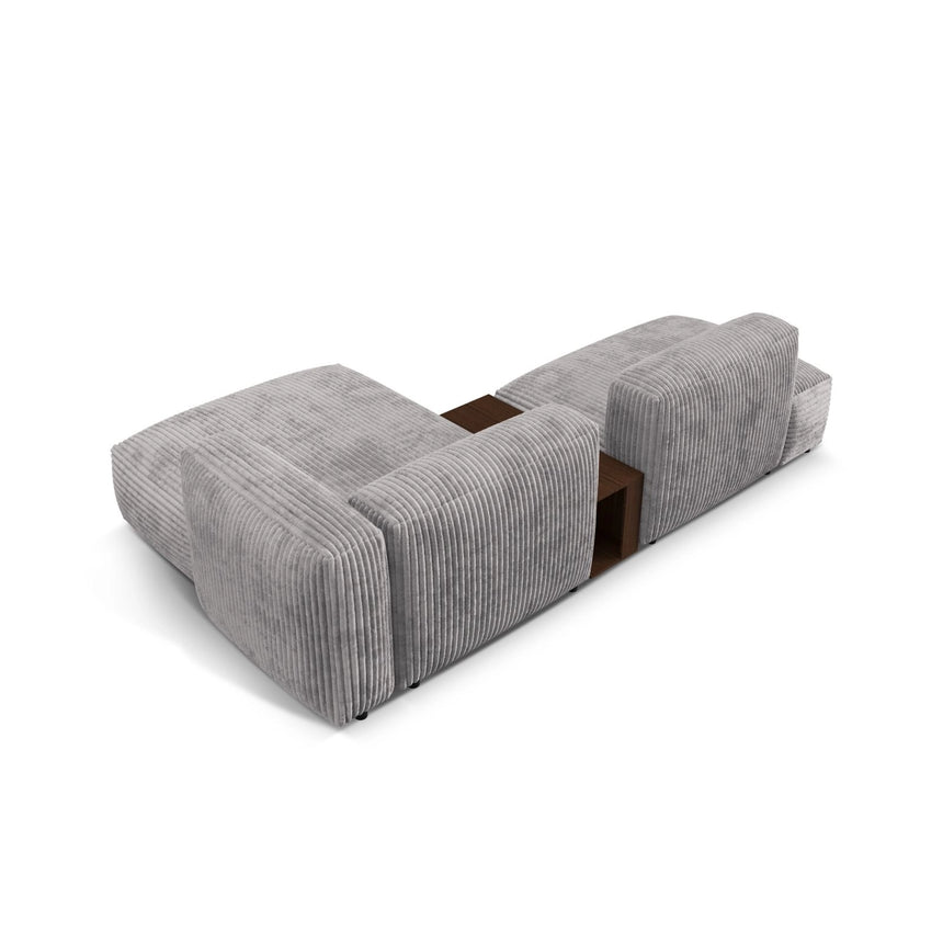 Martina modulares Ecksofa, Rechte Seite, aus Cord in Hellgrau (Tilia 86), 285x176 cm von Micadoni – Bild 5