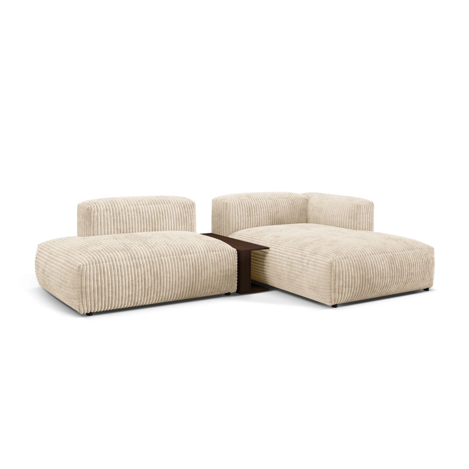 Martina modulares Ecksofa, Rechte Seite, aus Cord in Leichtes Beige (Tilia 03), 285x176 cm von Micadoni – Bild 3