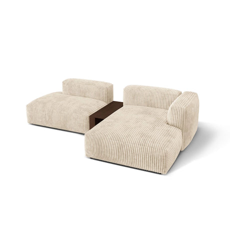 Martina modulares Ecksofa, Rechte Seite, aus Cord in Leichtes Beige (Tilia 03), 285x176 cm von Micadoni – Bild 4