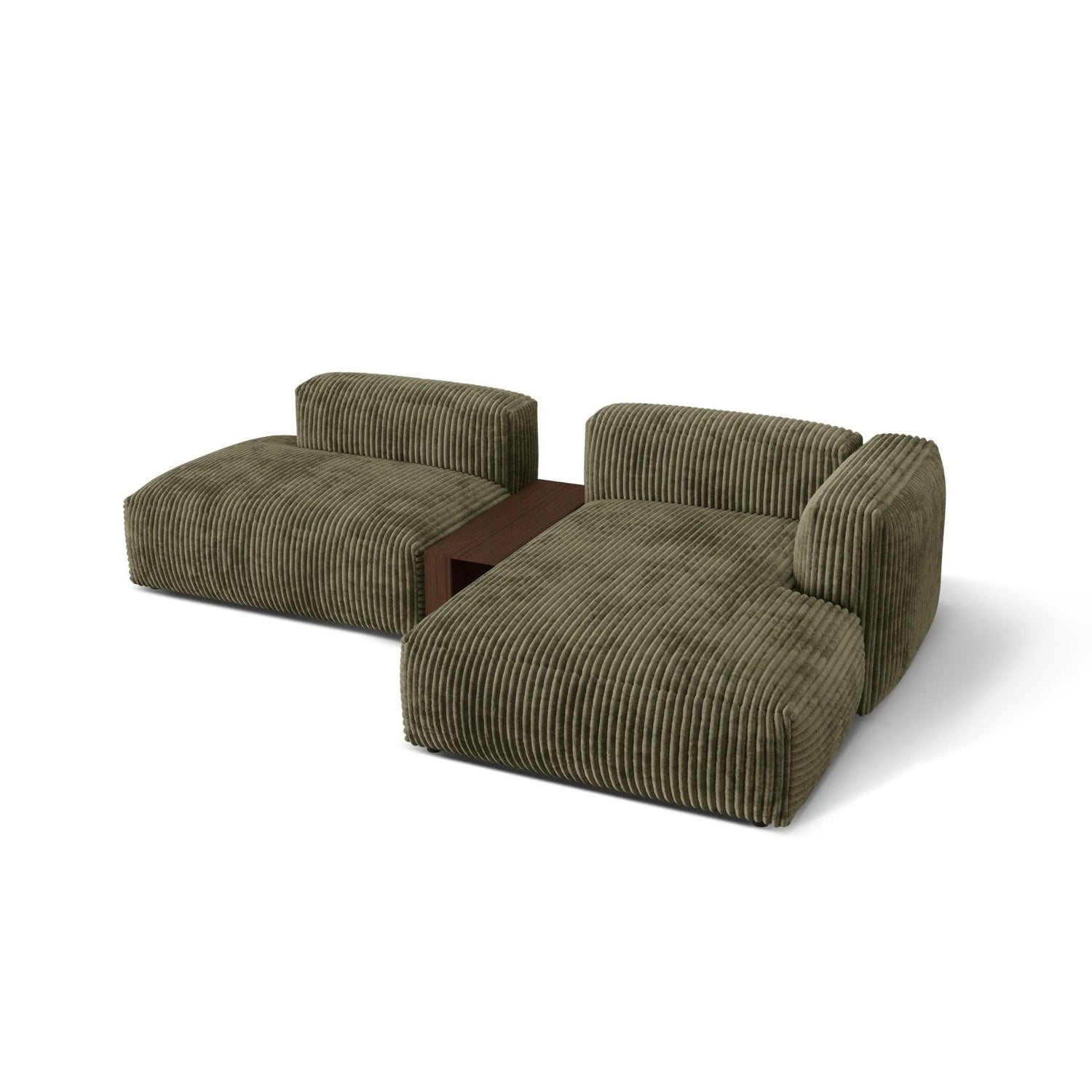 Martina modulares Ecksofa, Rechte Seite, aus Cord in Moosgrün (Tilia 37), 285x176 cm von Micadoni – Bild 4