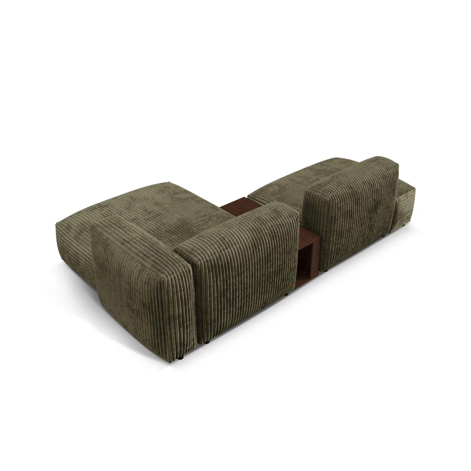 Martina modulares Ecksofa, Rechte Seite, aus Cord in Moosgrün (Tilia 37), 285x176 cm von Micadoni – Bild 5