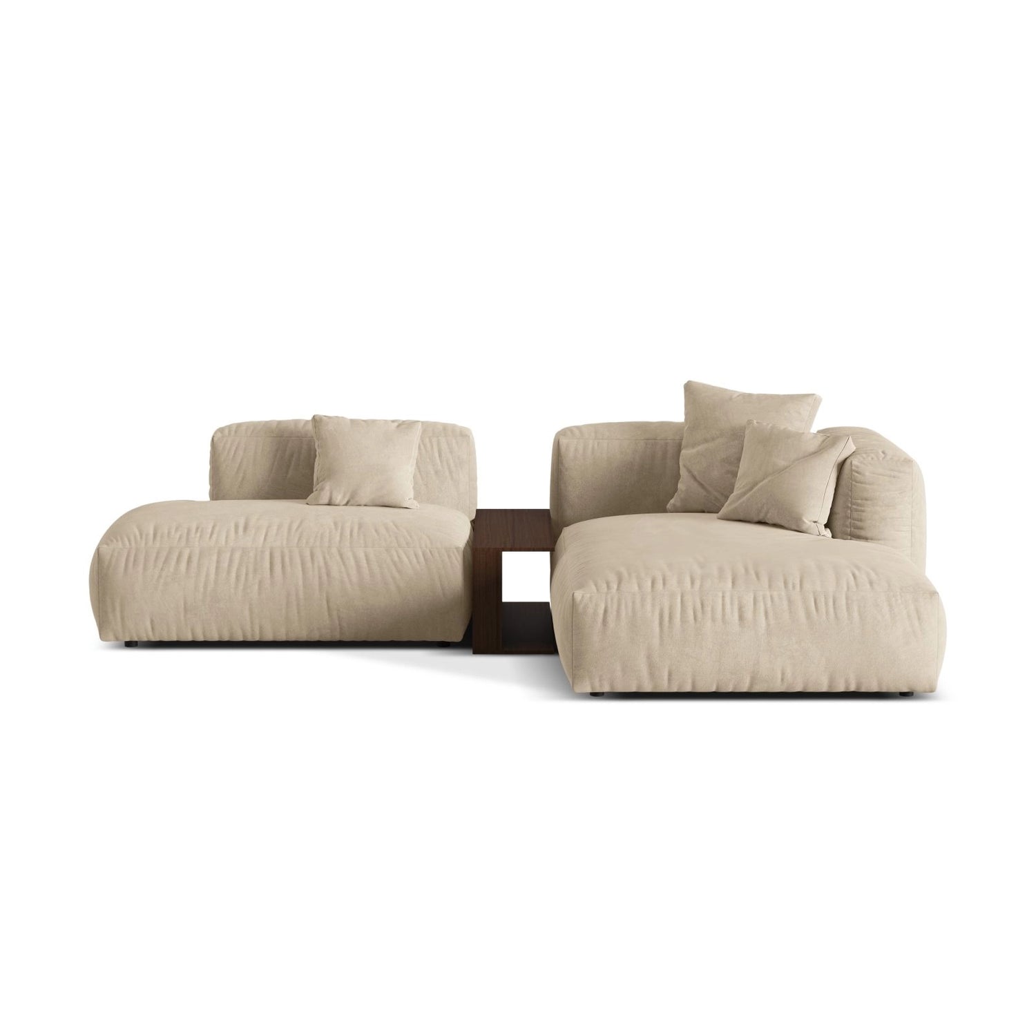 Martina modulares Ecksofa, Rechte Seite, aus Samt, Cord oder Strukturstoff, 285x176 cm von Micadoni – Bild 1