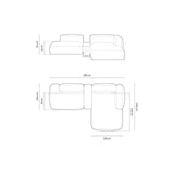 Martina modulares Ecksofa, Rechte Seite, aus Samt in Deep Petrol (Vogue 13), 285x176 cm von Micadoni – Bild 2