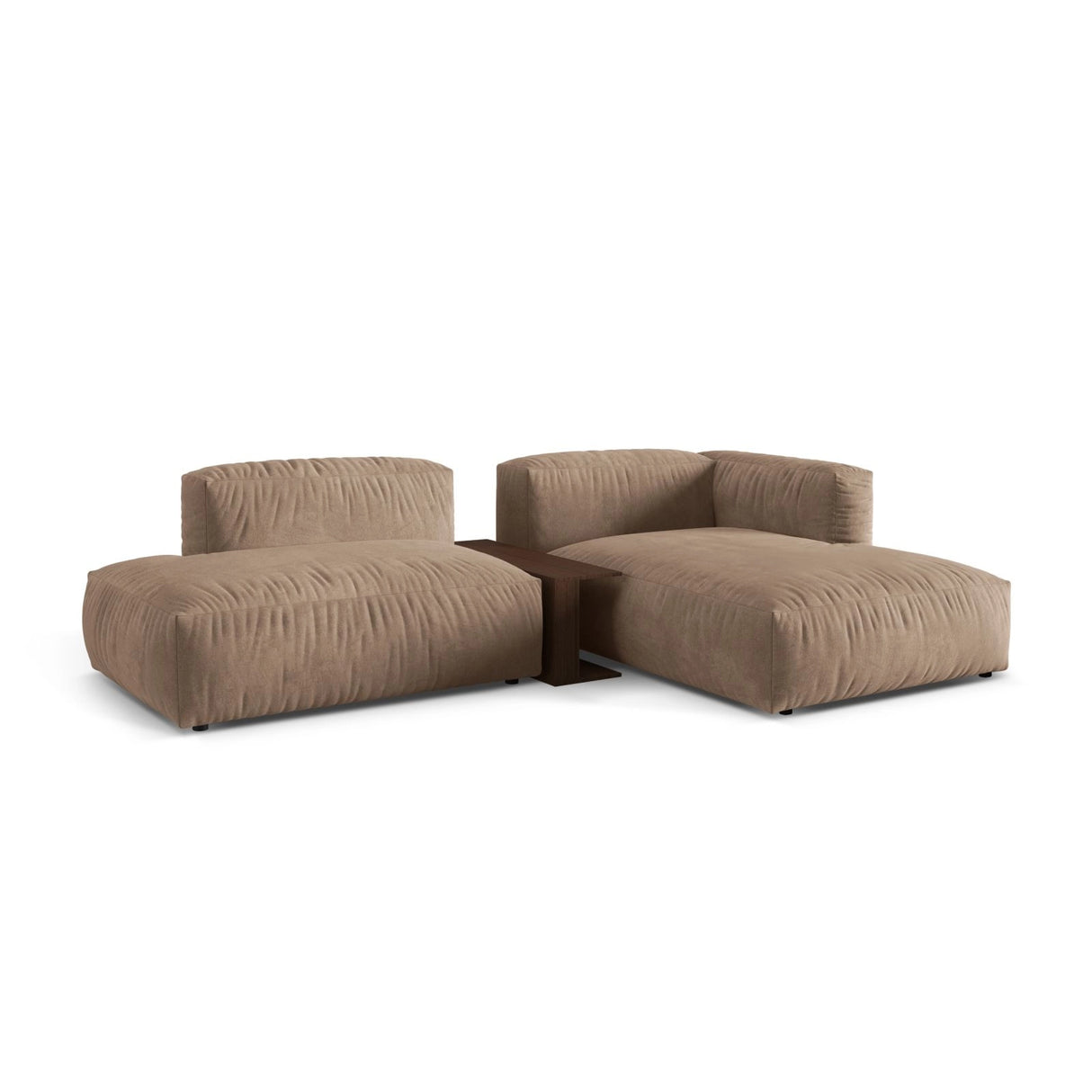 Martina modulares Ecksofa, Rechte Seite, aus Samt in Dunkelbeige (Vogue 3), 285x176 cm von Micadoni – Bild 3