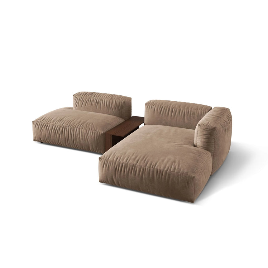 Martina modulares Ecksofa, Rechte Seite, aus Samt in Dunkelbeige (Vogue 3), 285x176 cm von Micadoni – Bild 4