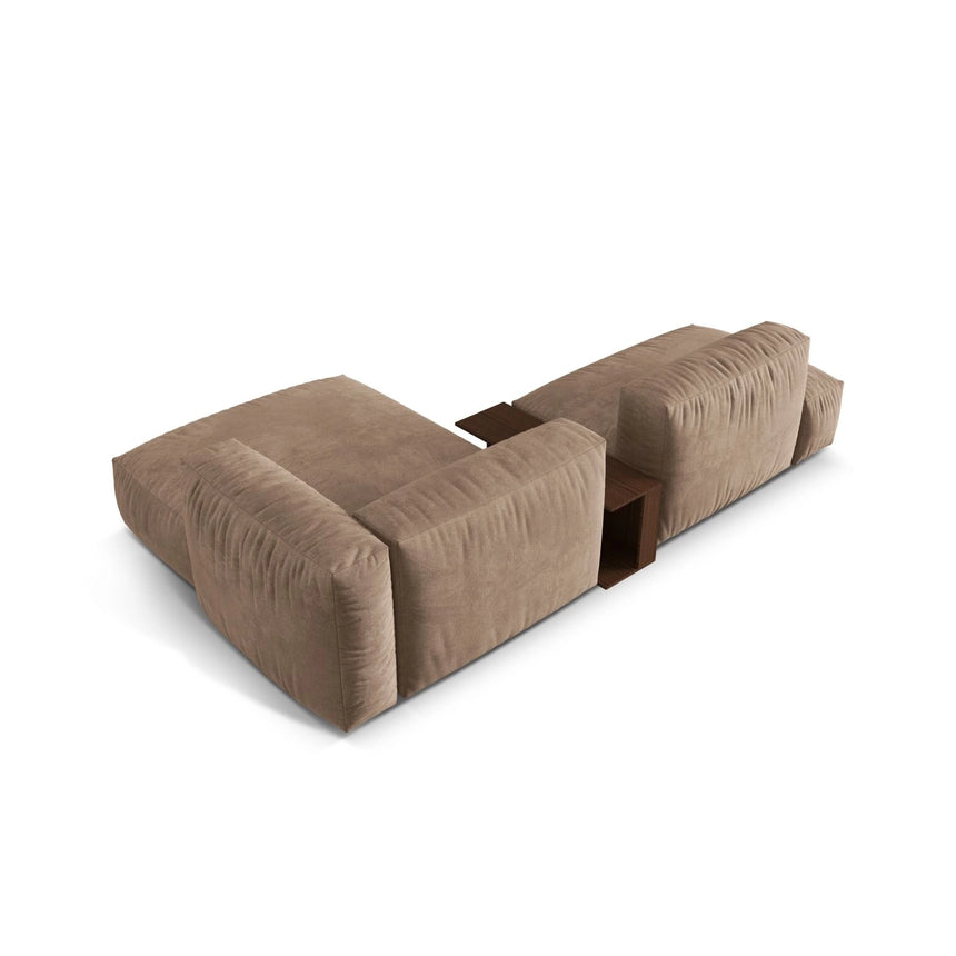 Martina modulares Ecksofa, Rechte Seite, aus Samt in Dunkelbeige (Vogue 3), 285x176 cm von Micadoni – Bild 5