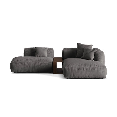 Martina modulares Ecksofa, Rechte Seite, aus Samt in Grau (Vogue 15), 285x176 cm von Micadoni – Bild 1