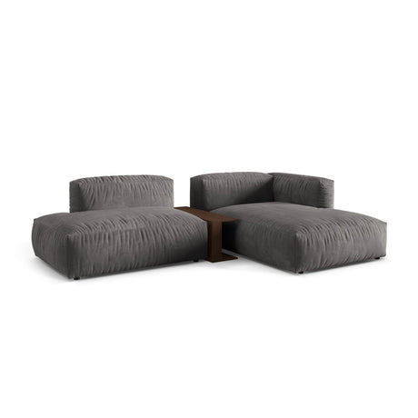 Martina modulares Ecksofa, Rechte Seite, aus Samt in Grau (Vogue 15), 285x176 cm von Micadoni – Bild 3