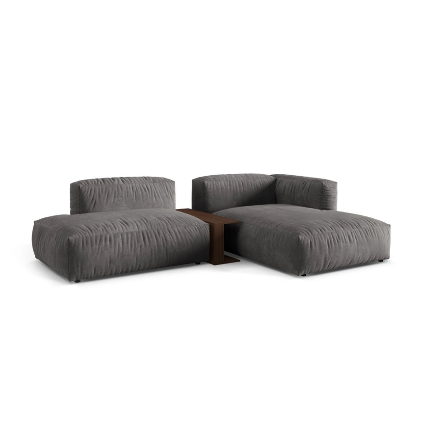 Martina modulares Ecksofa, Rechte Seite, aus Samt in Grau (Vogue 15), 285x176 cm von Micadoni – Bild 3