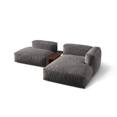 Martina modulares Ecksofa, Rechte Seite, aus Samt in Grau (Vogue 15), 285x176 cm von Micadoni – Bild 4