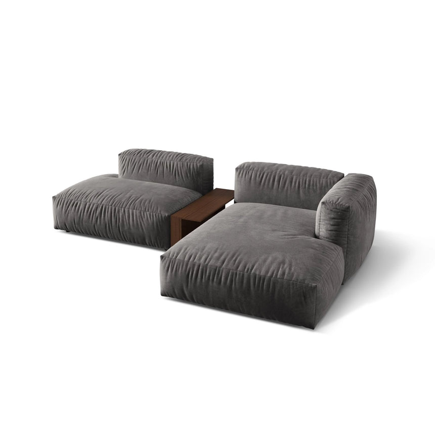 Martina modulares Ecksofa, Rechte Seite, aus Samt in Grau (Vogue 15), 285x176 cm von Micadoni – Bild 4