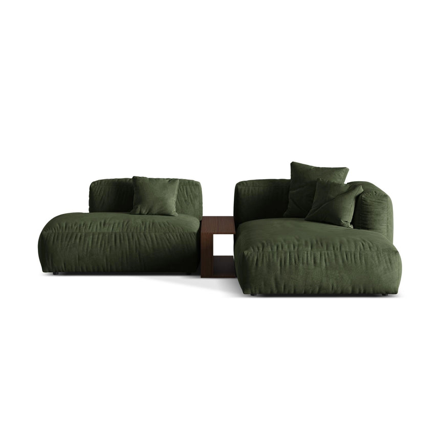 Martina modulares Ecksofa, Rechte Seite, aus Samt in Grün (Vogue 11), 285x176 cm von Micadoni – Bild 1