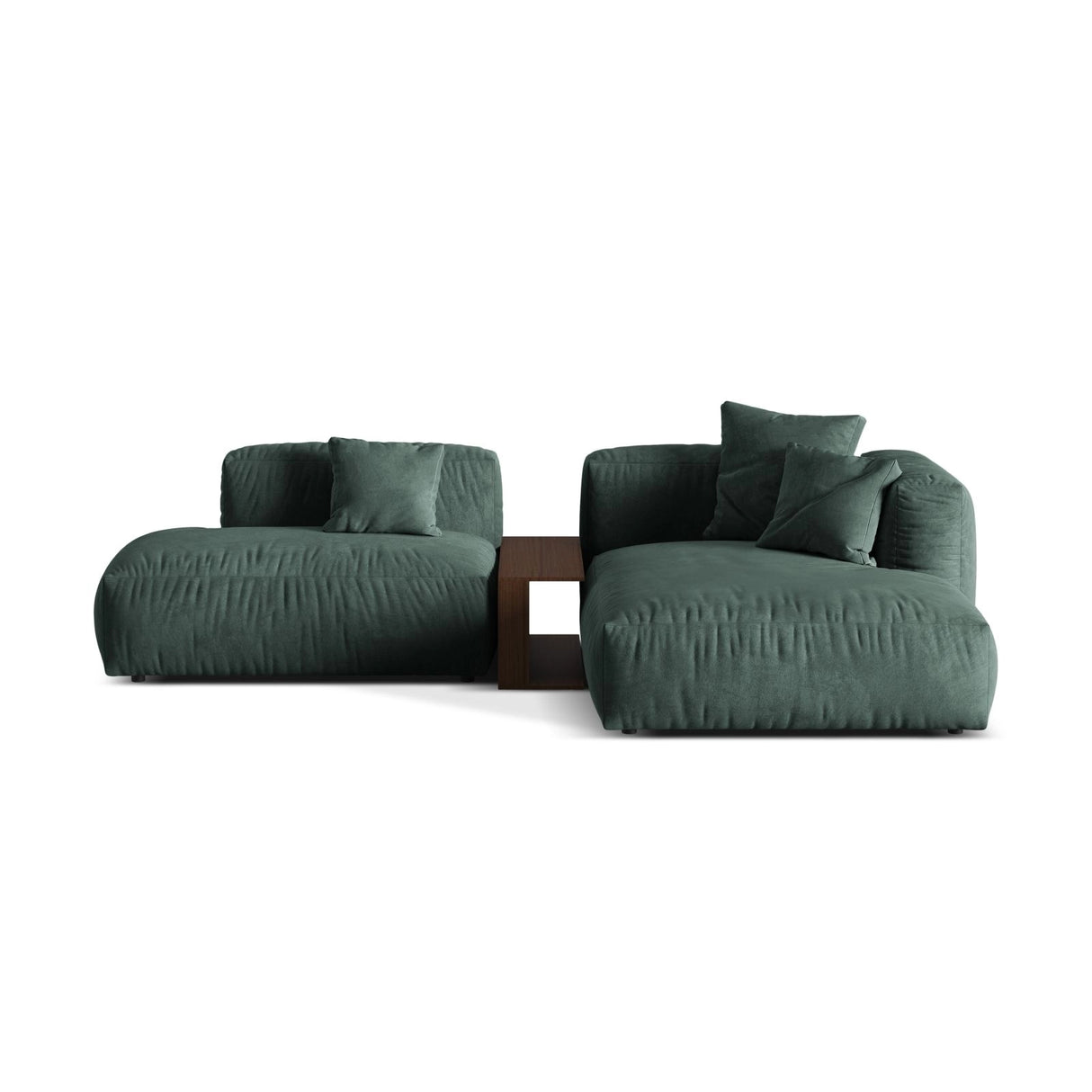 Martina modulares Ecksofa, Rechte Seite, aus Samt in Petrol (Vogue 12), 285x176 cm von Micadoni – Bild 1