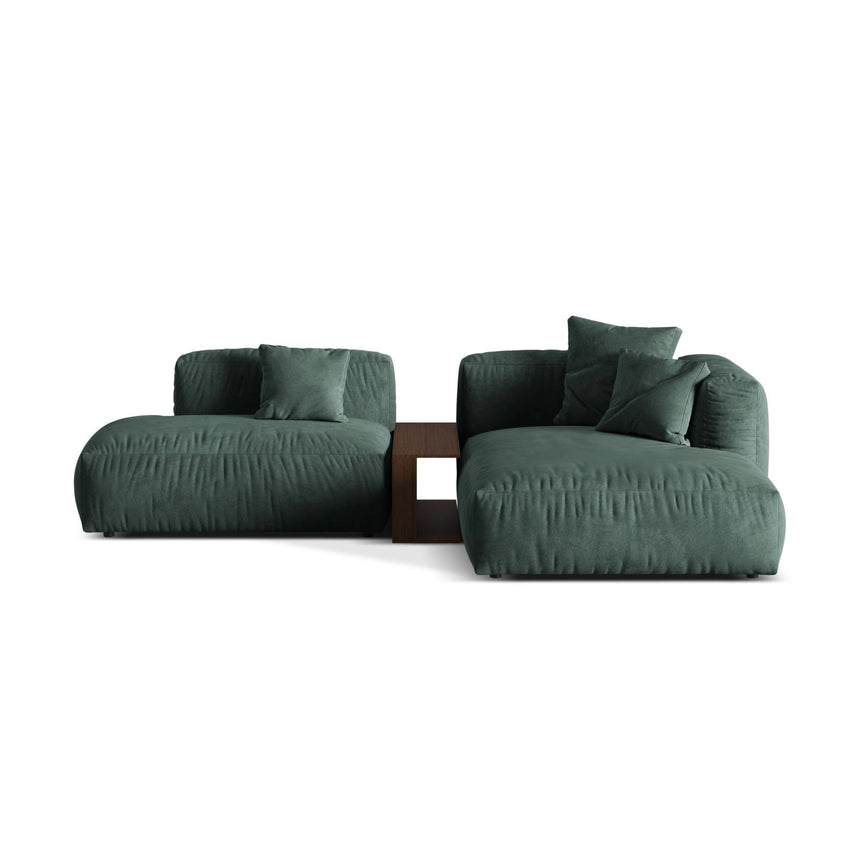 Martina modulares Ecksofa, Rechte Seite, aus Samt in Petrol (Vogue 12), 285x176 cm von Micadoni – Bild 1