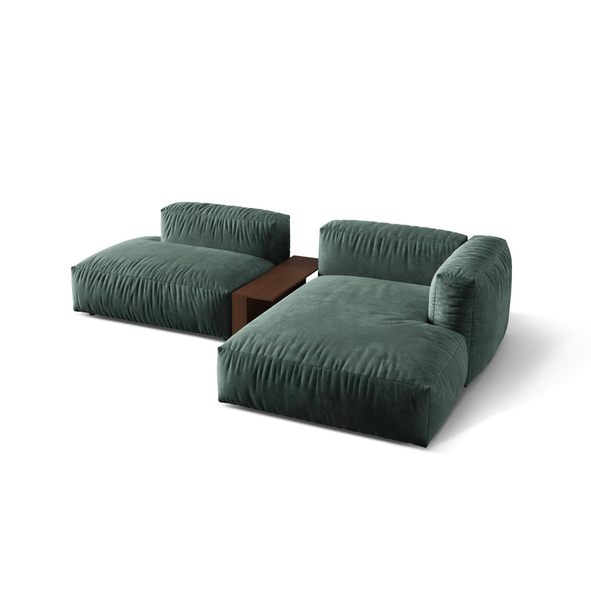 Martina modulares Ecksofa, Rechte Seite, aus Samt in Petrol (Vogue 12), 285x176 cm von Micadoni – Bild 4