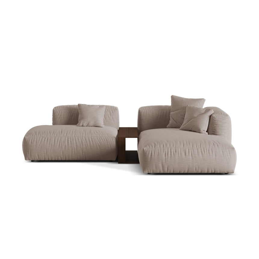 Martina modulares Ecksofa, Rechte Seite, aus Strukturierter Stoff in Dunkelbeige (Boston Trufa), 285x176 cm von Micadoni – Bild 1