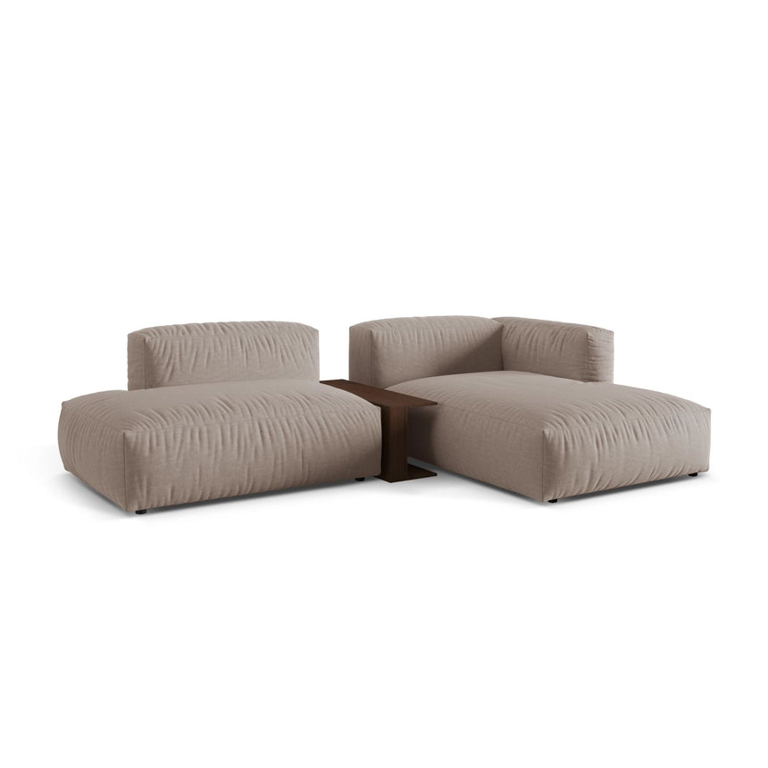 Martina modulares Ecksofa, Rechte Seite, aus Strukturierter Stoff in Dunkelbeige (Boston Trufa), 285x176 cm von Micadoni – Bild 3