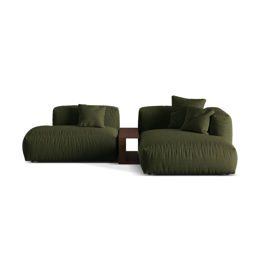 Martina modulares Ecksofa, Rechte Seite, aus Strukturierter Stoff in Grün (Boston Forest), 285x176 cm von Micadoni – Bild 1