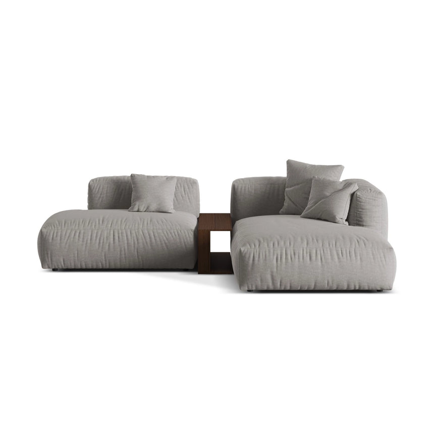 Martina modulares Ecksofa, Rechte Seite, aus Strukturierter Stoff in Hellgrau (Boston Light Grey), 285x176 cm von Micadoni – Bild 1