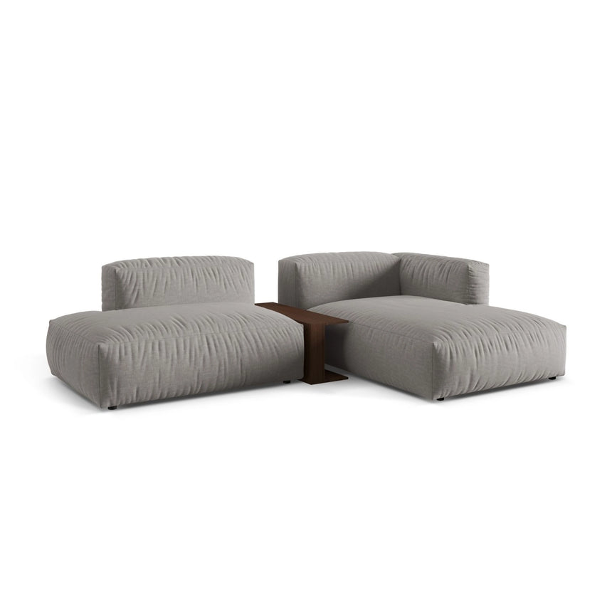 Martina modulares Ecksofa, Rechte Seite, aus Strukturierter Stoff in Hellgrau (Boston Light Grey), 285x176 cm von Micadoni – Bild 3