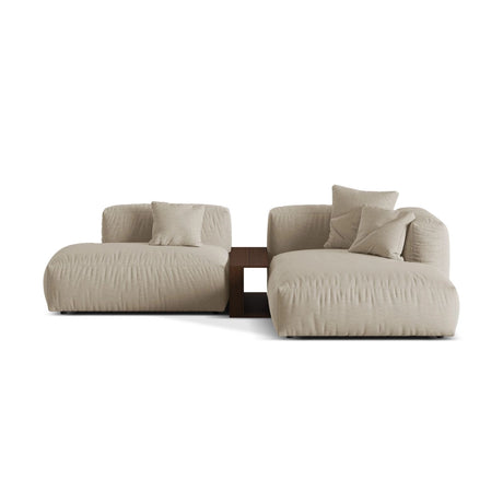 Martina modulares Ecksofa, Rechte Seite, aus Strukturierter Stoff in Leichtes Beige (Boston Toffee), 285x176 cm von Micadoni – Bild 1