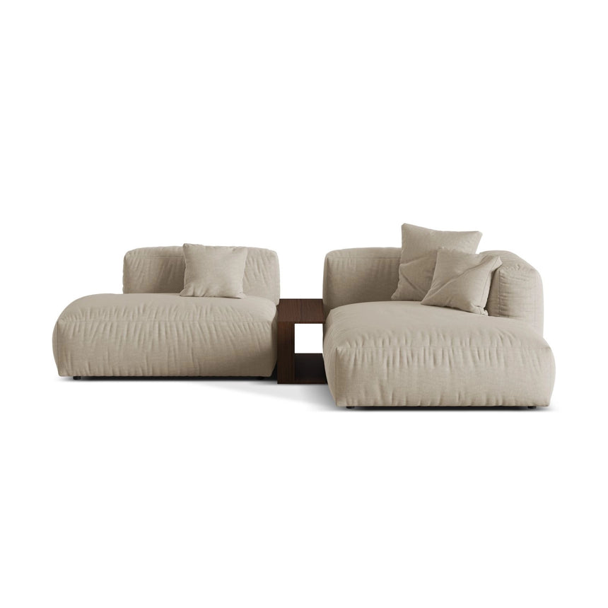 Martina modulares Ecksofa, Rechte Seite, aus Strukturierter Stoff in Leichtes Beige (Boston Toffee), 285x176 cm von Micadoni – Bild 1