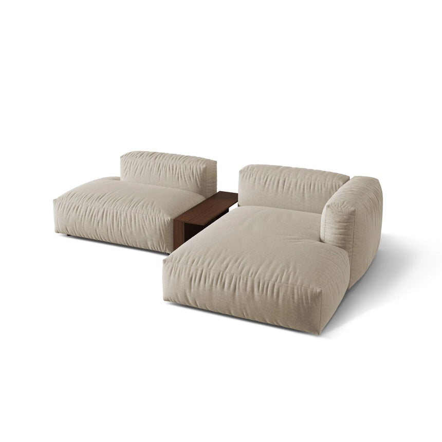 Martina modulares Ecksofa, Rechte Seite, aus Strukturierter Stoff in Leichtes Beige (Boston Toffee), 285x176 cm von Micadoni – Bild 4