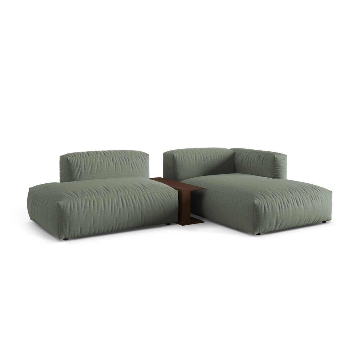 Martina modulares Ecksofa, Rechte Seite, aus Strukturierter Stoff in Moosgrün (Boston Water Green), 285x176 cm von Micadoni – Bild 3
