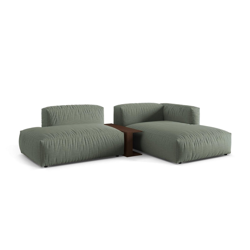 Martina modulares Ecksofa, Rechte Seite, aus Strukturierter Stoff in Moosgrün (Boston Water Green), 285x176 cm von Micadoni – Bild 3