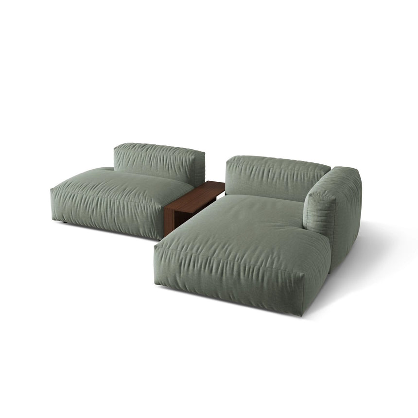 Martina modulares Ecksofa, Rechte Seite, aus Strukturierter Stoff in Moosgrün (Boston Water Green), 285x176 cm von Micadoni – Bild 4