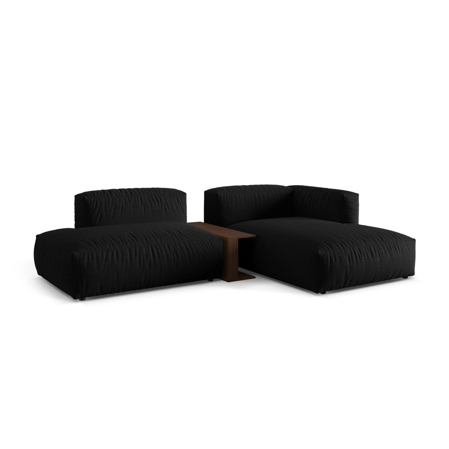 Martina modulares Ecksofa, Rechte Seite, aus Strukturierter Stoff in Schwarz (Boston Black), 285x176 cm von Micadoni – Bild 3