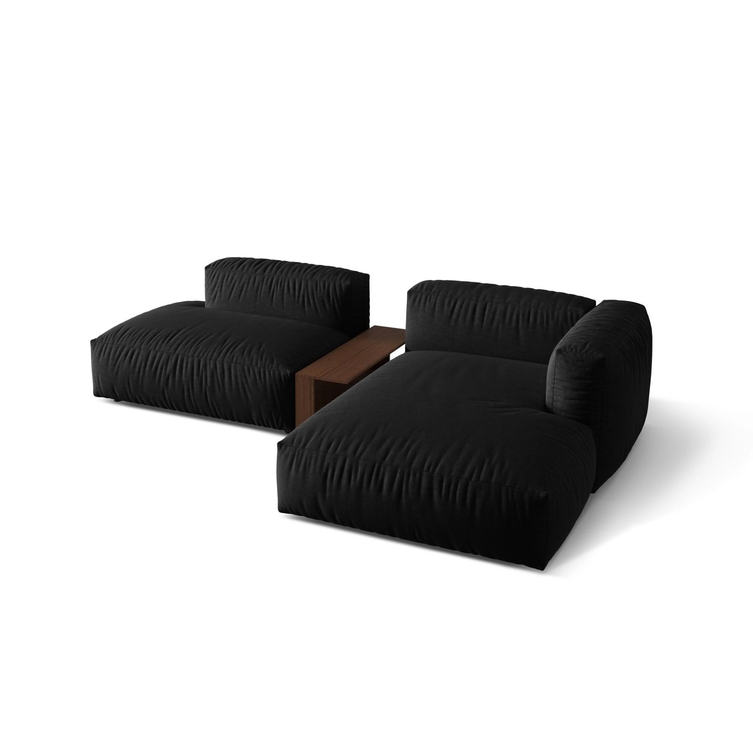 Martina modulares Ecksofa, Rechte Seite, aus Strukturierter Stoff in Schwarz (Boston Black), 285x176 cm von Micadoni – Bild 4