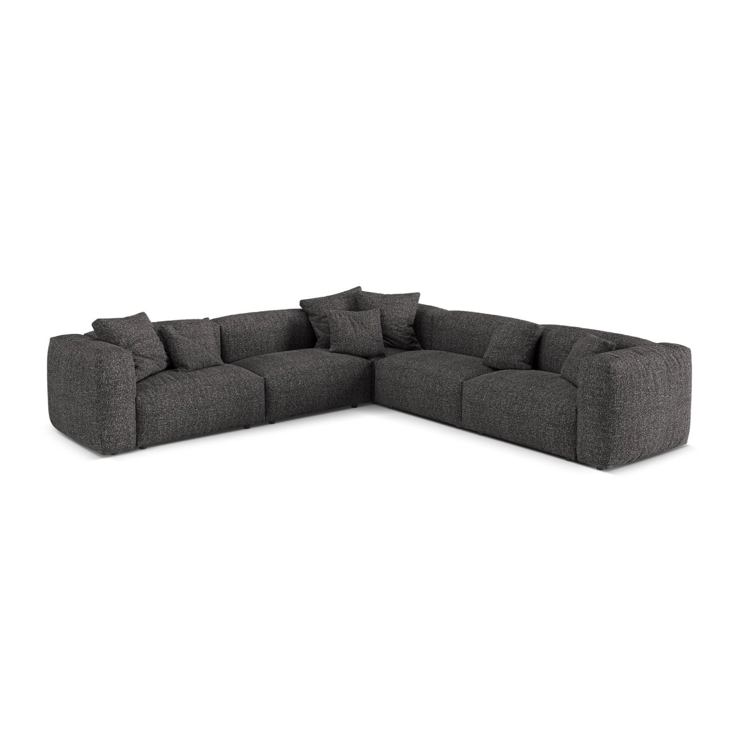 Martina modulares Ecksofa, Symmetrisch, Sitztiefe 76 cm, aus Boucle in Anthrazit (Monet Anthracite), 316x316 cm von Micadoni – Bild 1