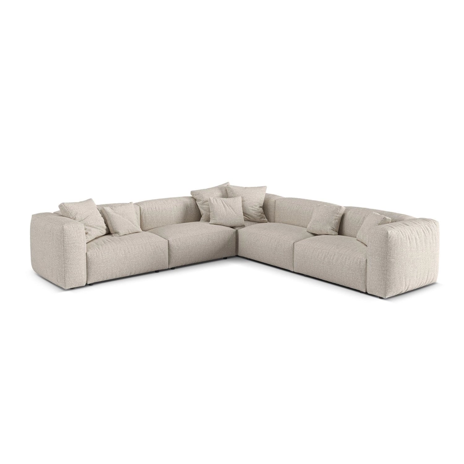 Martina modulares Ecksofa, Symmetrisch, Sitztiefe 76 cm, aus Boucle in Beige (Monet Sand), 316x316 cm von Micadoni – Bild 1