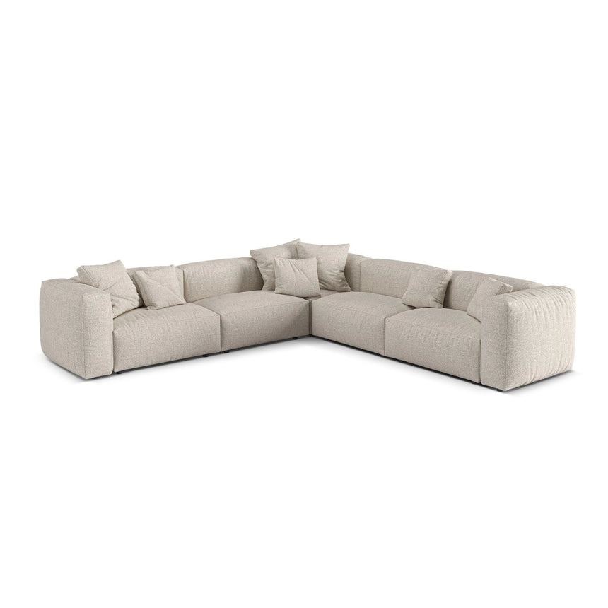 Martina modulares Ecksofa, Symmetrisch, Sitztiefe 76 cm, aus Boucle in Beige (Monet Sand), 316x316 cm von Micadoni – Bild 1