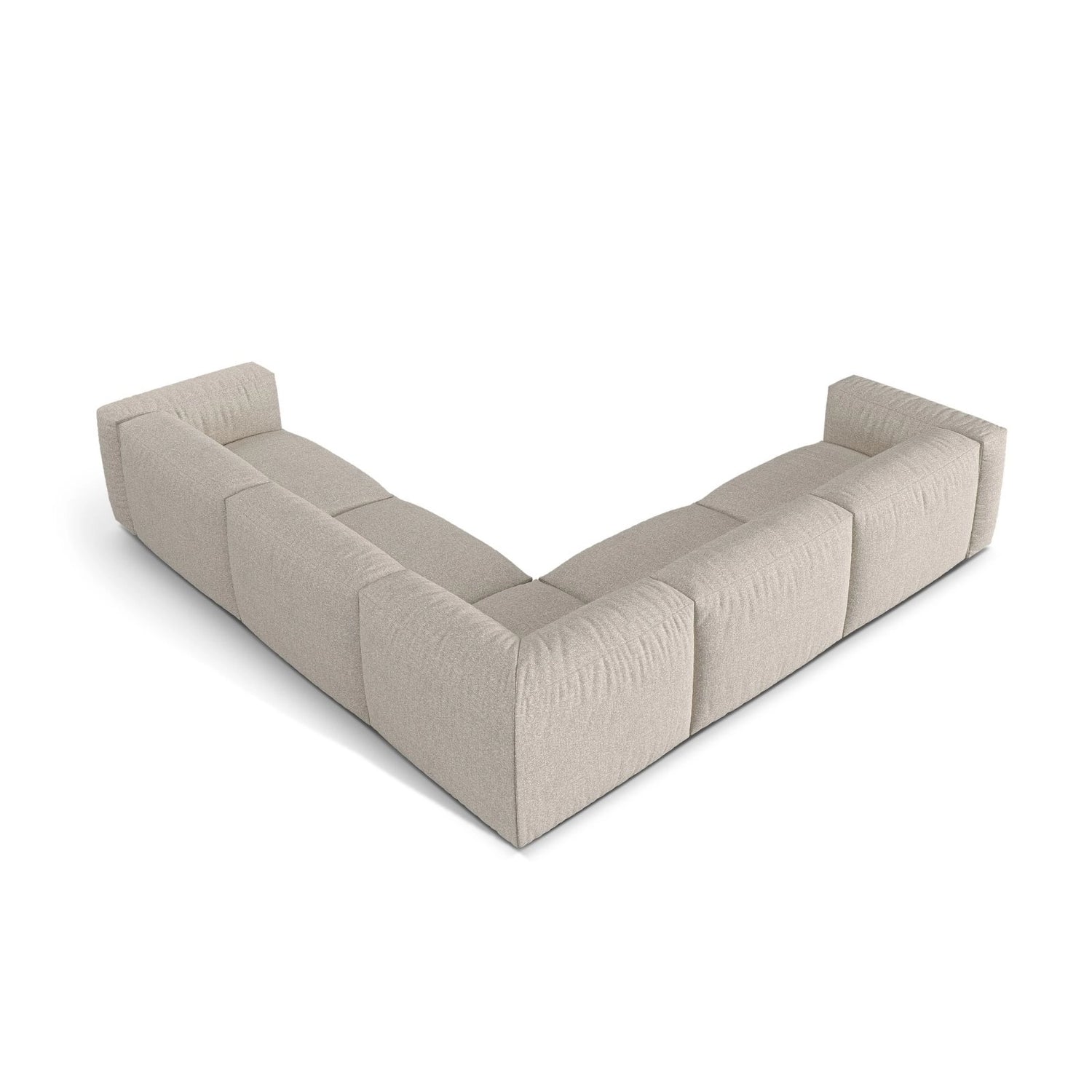 Martina modulares Ecksofa, Symmetrisch, Sitztiefe 76 cm, aus Boucle in Beige (Monet Sand), 316x316 cm von Micadoni – Bild 3