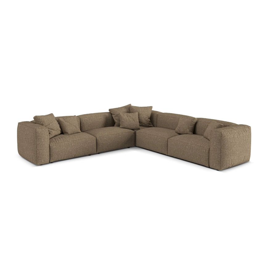 Martina modulares Ecksofa, Symmetrisch, Sitztiefe 76 cm, aus Boucle in Cappuccino (Monet Cappucino), 316x316 cm von Micadoni – Bild 1