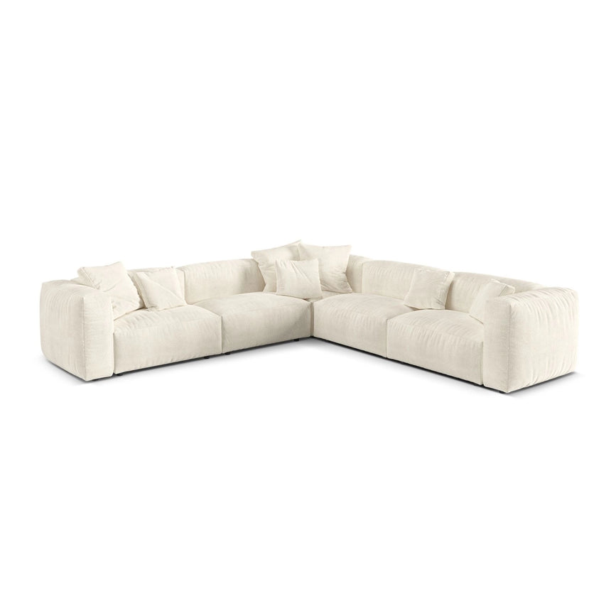 Martina modulares Ecksofa, Symmetrisch, Sitztiefe 76 cm, aus Boucle in Elfenbein (Monet Nata), 316x316 cm von Micadoni – Bild 1