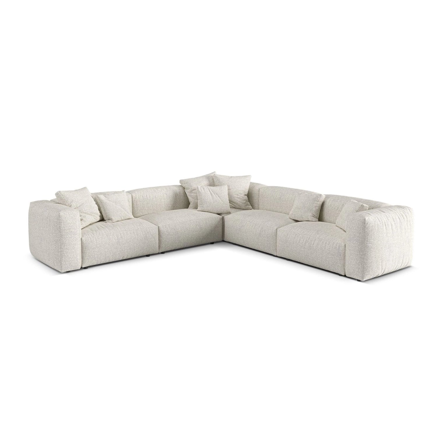 Martina modulares Ecksofa, Symmetrisch, Sitztiefe 76 cm, aus Boucle in Grau Beige meliert (Monet Pearl), 316x316 cm von Micadoni – Bild 1